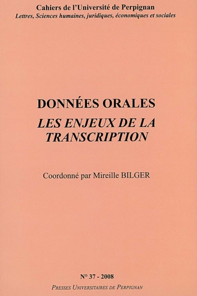 Couverture du livre Données orales