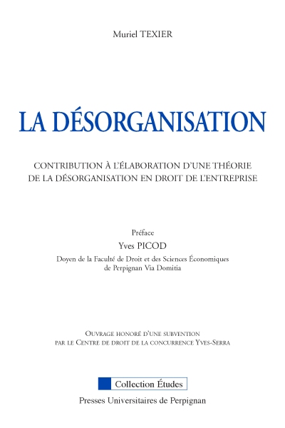 Couverture du livre La désorganisation