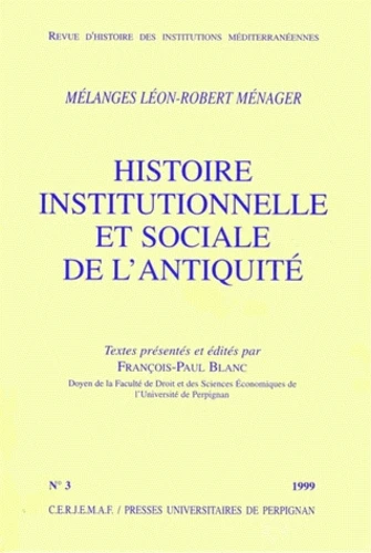 Couverture du livre Histoire institutionnelle et sociale de l'Antiquité